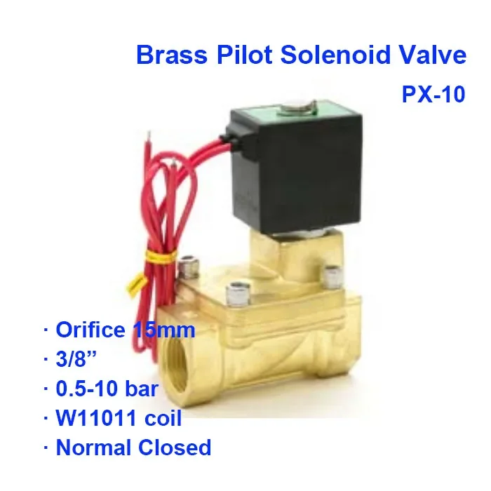 2 Way Normal Close Pneumatic Brass Pilot Solenoid Valve PX-10 BSP Port G3/8