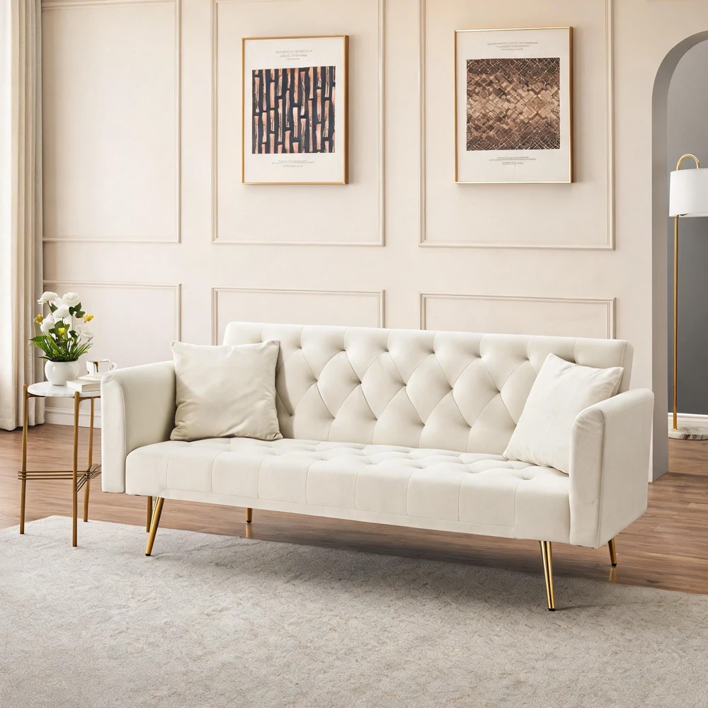 Velvet Convertible Futon Sofa Bed 71
