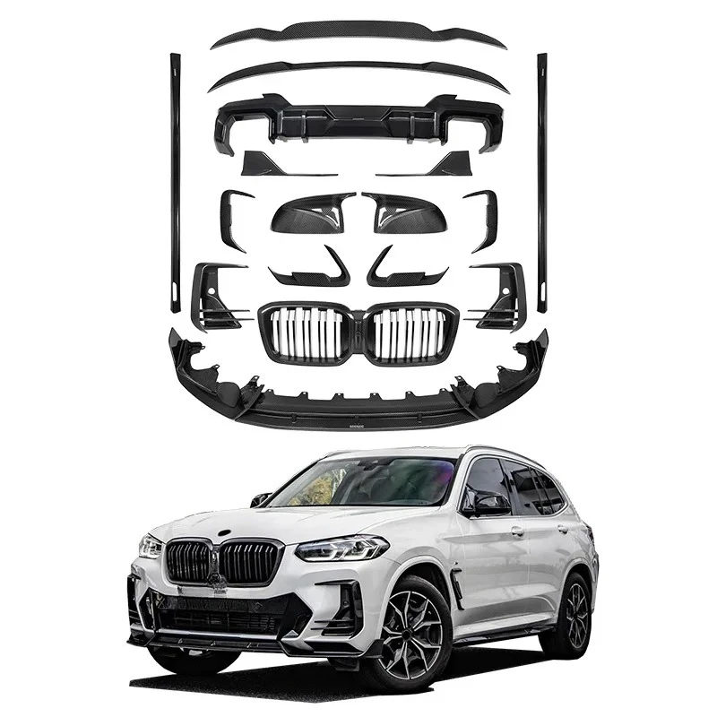 

New Arrival For BMW X3 G01 X3M G08 LCI 2023+ Upgrade SOOQOO Style Dry Carbon Fiber Body Kit Front Lip Rear Diffuser Grille