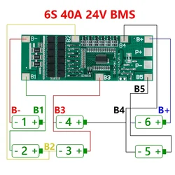 24V 6S 40A 18650 Li-Ion Lithium Battery Poretect Board Solar Lighting Bms Pcb With Balance For Ebike Scooter