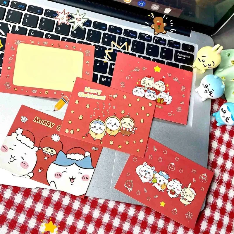 Cartoon Kawaii New Christmas Greeting Card Blessing Message Postcard Gift Decorative Card Thickened Paper Bright Colors Chiikawa