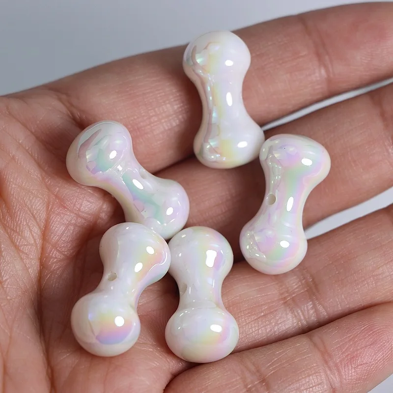 Q105 Acrylic White Dog Bone Beads Pendant Straight Hole Beads DIY Mobile Phone Chain Keychain Chain Necklace Jewelry Accessories