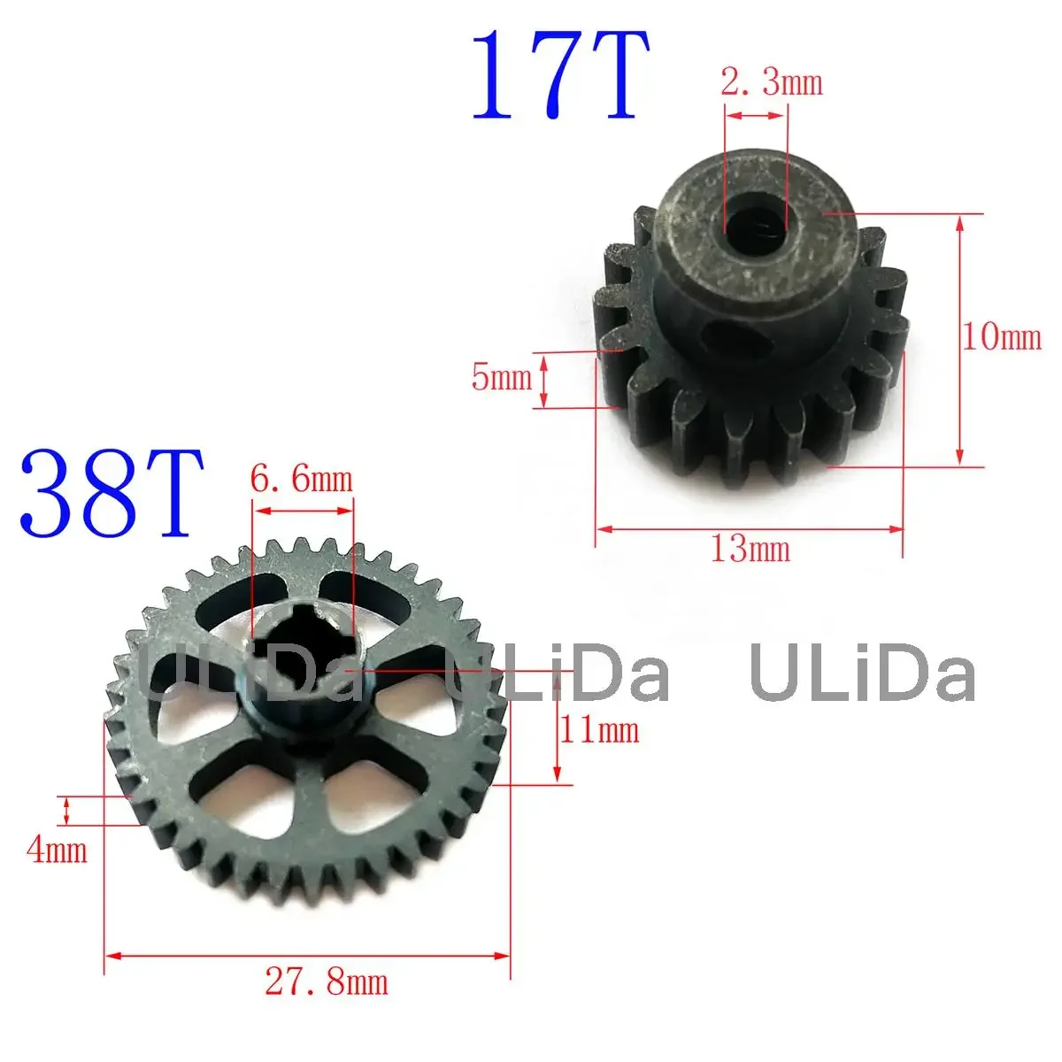 Metal Steel Diff Main Gear 38T / Motor Pinion Gear 17T For 1:18 WLtoys A949 A959 A969 A979 K929 Electric Rally Car A949-24