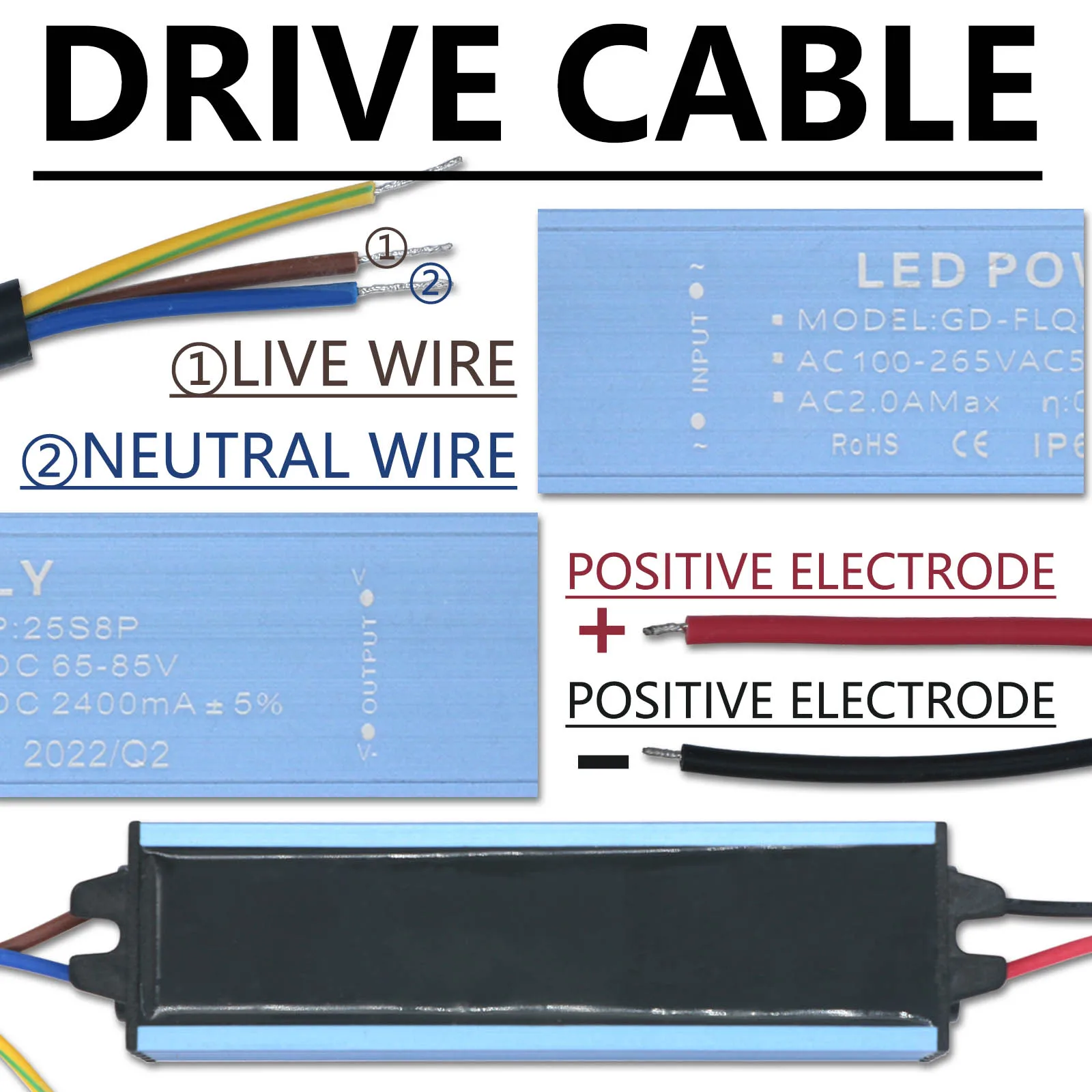 Imagem -04 - Driver de Lâmpada Led Ac100265v Transformadores de Iluminação para Luz Externa Dc6585v Unidade de Fonte de Alimentação Ip65 Diy Alta Qualidade 150w 1800ma