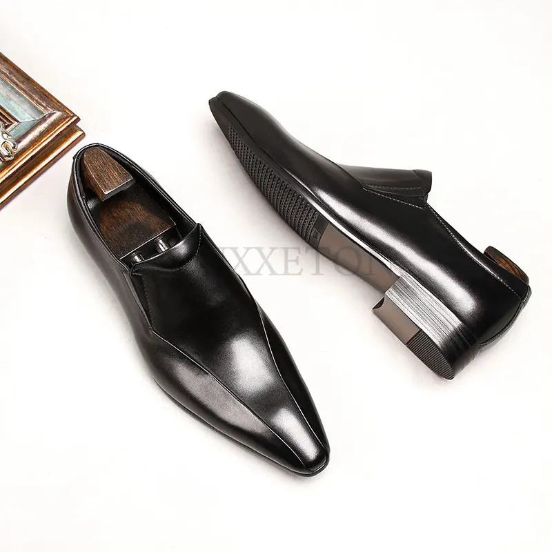 Italian Luxury Patent Leather Mens Wedding Oxford Shoes Genuine Leather Designer Man Dress Shoe Slip on New Fashion Loafers