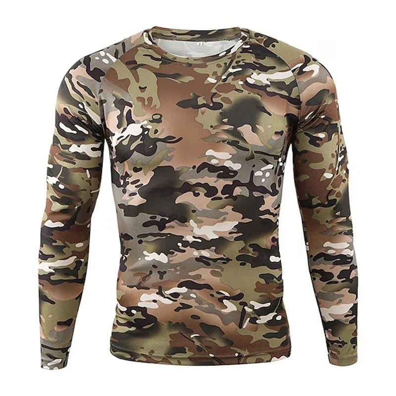 Hunting 3d Printed T-shirt Camouflage T Shirt Camo Long Sleeve Spring Autumn Fall Ultra Light Breathable Quick Dry Outdoor Top