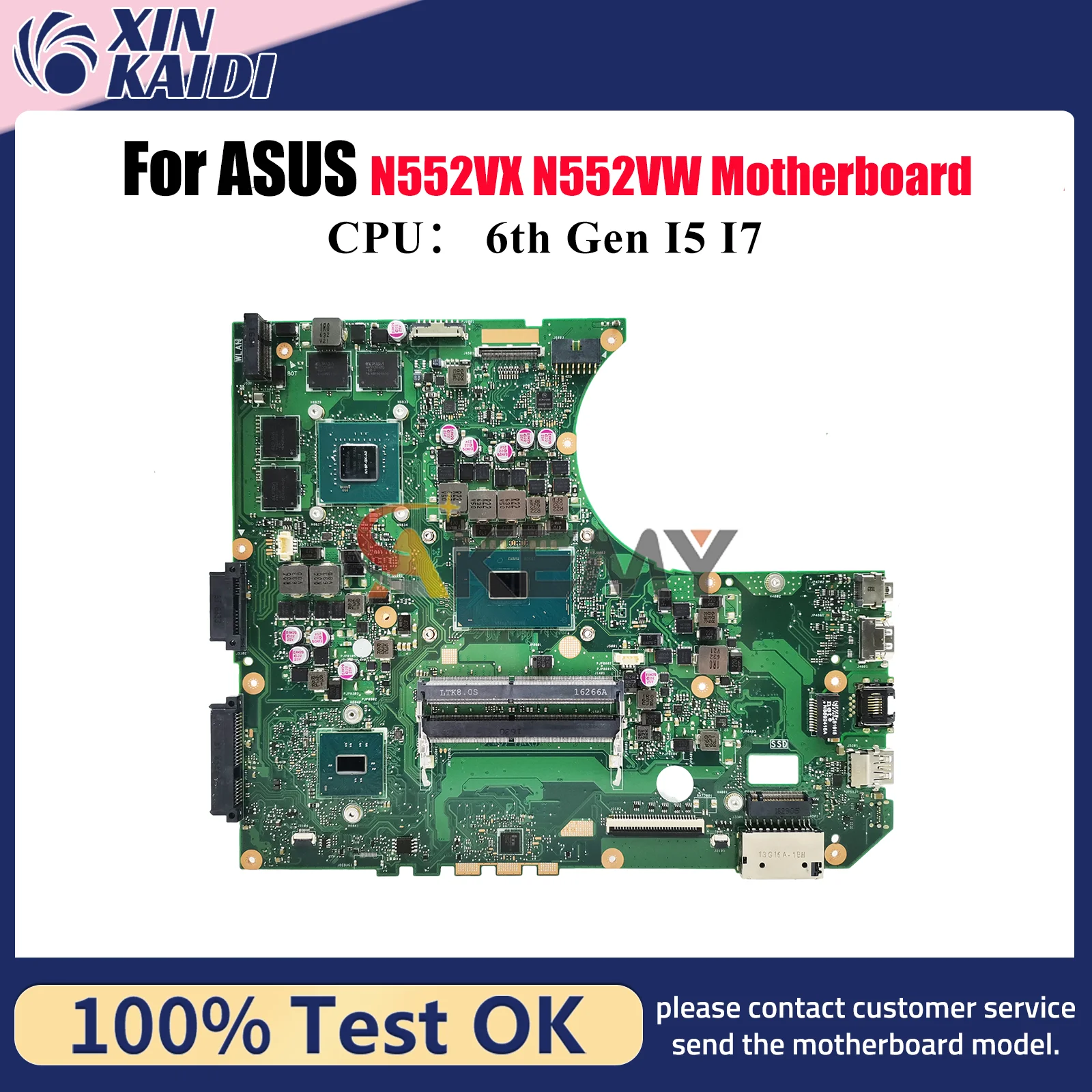 

N552VW Laptop Motherboard For ASUS ROG N552V N552VW N552VX Notebook Mainboard With I5 I7 CPU 100% tests OK fast shipping stk
