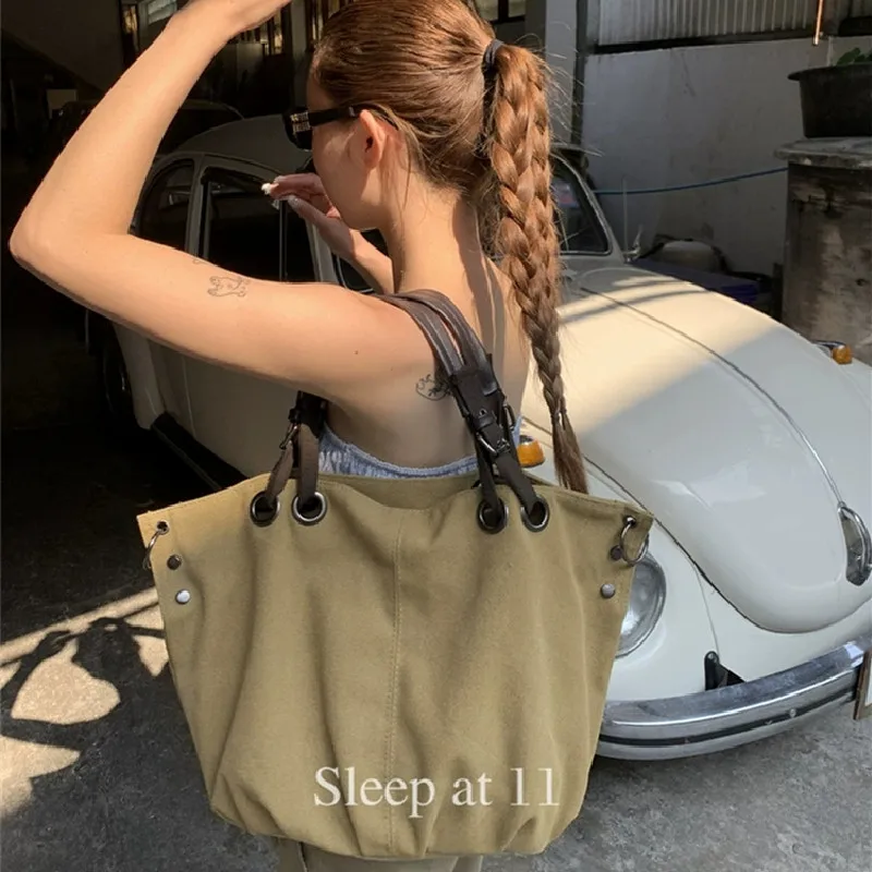 

Canvas Women's Shoulder Tote Bag Japanese High Quality Lady Crossbody Woman Handbag Luxury Designer Female Large Messenger Bag