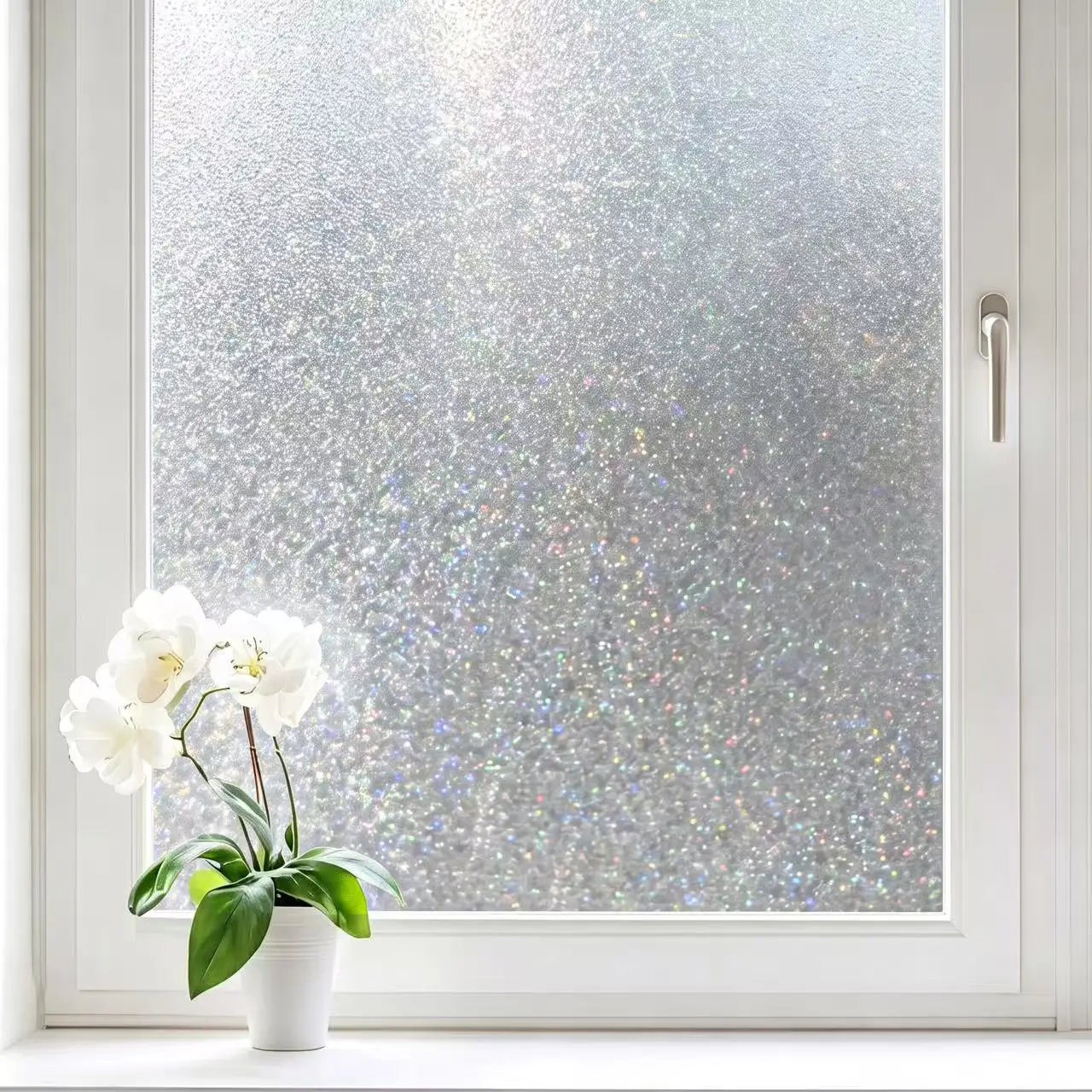 Window Privacy Film Frosted Glass Window Film Non-Adhesive Easily Removable Renter-Friendly Cling for Anti-Glare UV Protection