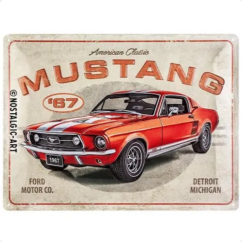 Nostalgic-Art Retro Tin Sign, – GT 1967 Red – Gift idea for car accessories fans, Metal Plaque, Deco Vintage Design, 11.8 x 15.7
