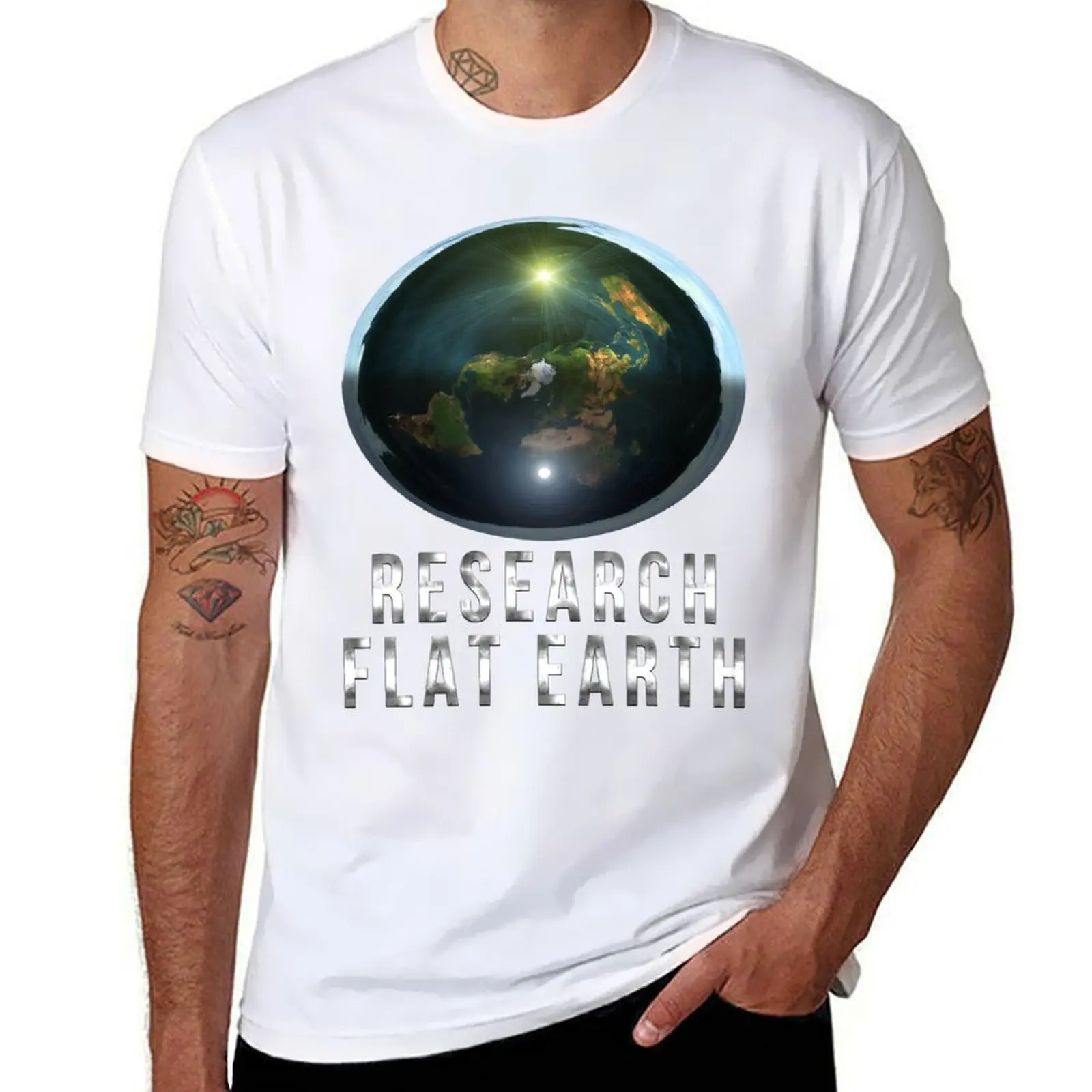 

Research Flat Earth T-Shirt mens graphic t shirts t shirts for man graphic tees t shirts for man pack white T-shirt