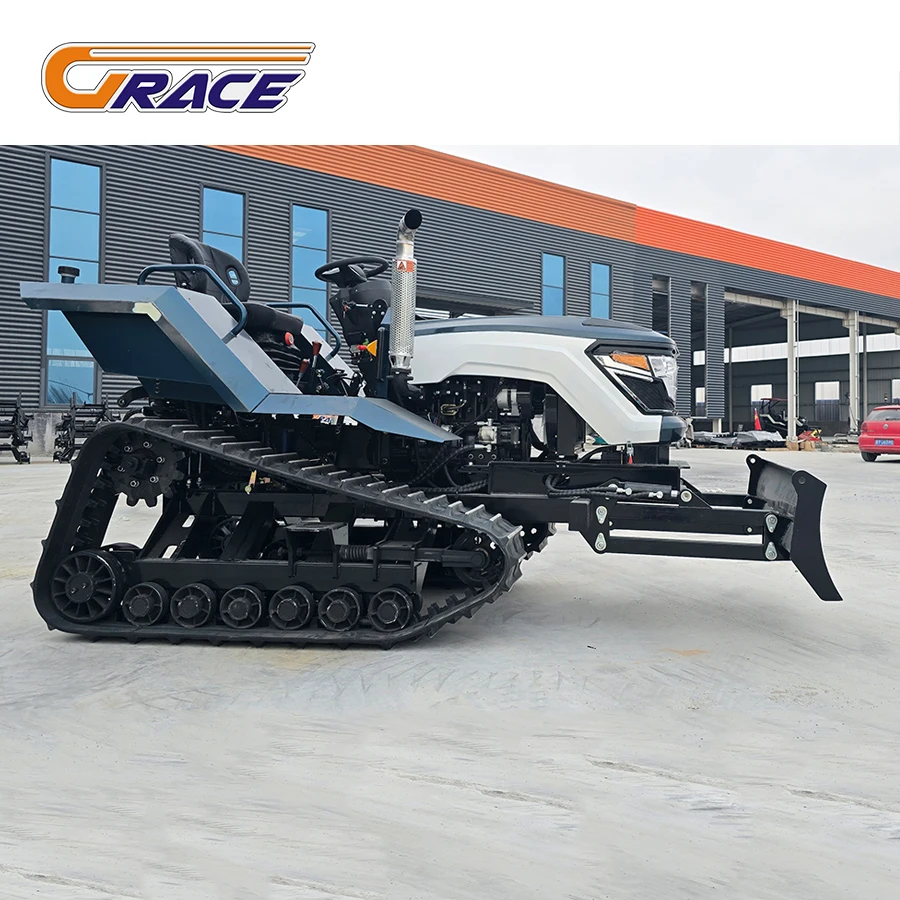 ใหม่ CE ได้รับการอนุมัติการเกษตร Mini ยาง Crawler รถแทรกเตอร์ 80hp 100hp 120hp ดีเซลเครื่องยนต์ ROTARY Tiller พร้อม Seeder