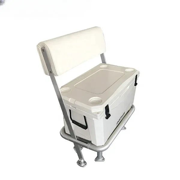 Dolphin 85QT (80L) Marine Grade Fishing Cooler Storage Box with Leaning Post White Boat Seat 3