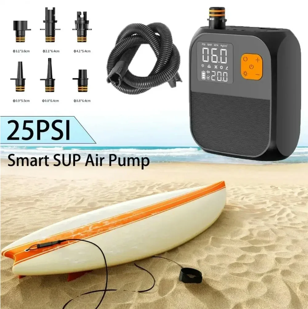 

Smart Electric Pump 25PSI SUP Pump 8000mAh Inflation Paddle Board Pump for Kayaks Wind Wings SUPs Tent Mattress Air Compressor