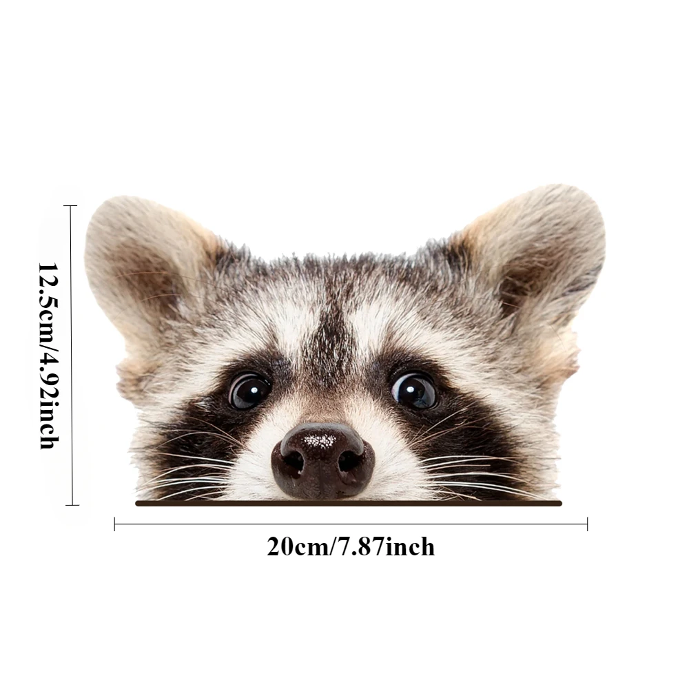 車の窓とリアのフロントガラス用のビニールステッカー,アライグマをのぞき見する,面白い車のステッカー,面白い動物の頭の顔の装飾,1個