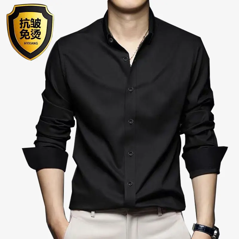 New men's long-sleeved shirt formal spring and summer thin business leisure high-quality non-ironing breathable work clothes