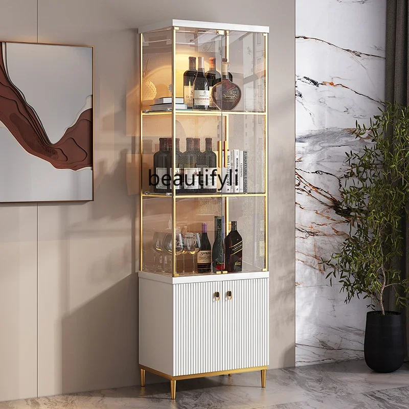 Italian Wine Cabinet Display Wall Integrated Storage Display Double Door Tempered Glass Wine Cabinet