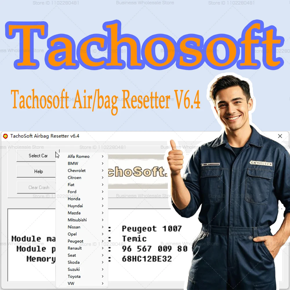 For Car Airbag Latest maintenance software Tachosoft Airbagg Resetter V6.4 deleting crashdata from Airbagg ECU dumps For 19 cars
