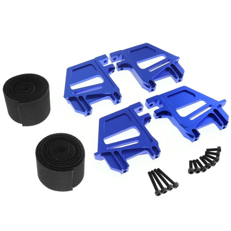 حامل بطارية طويل القامة مع حزام بطارية لـ Traxxas 1/5 X-Maxx Xmaxx 6S 8S RC قطع غيار السيارات باللون الأزرق