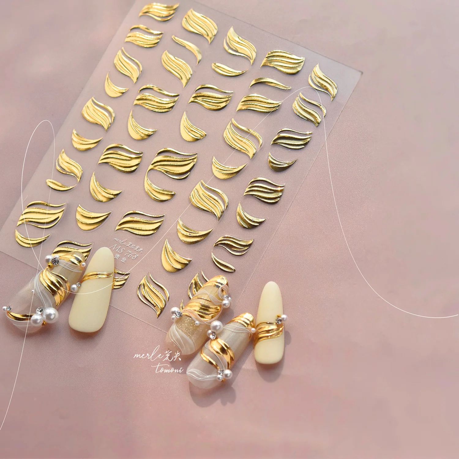 

Gold-embossed Nail Stickers Luxury Golden Ribbon Adhesive Nail Art Decoration Stickers DIY Trendy Manicure Decals Nails Parts
