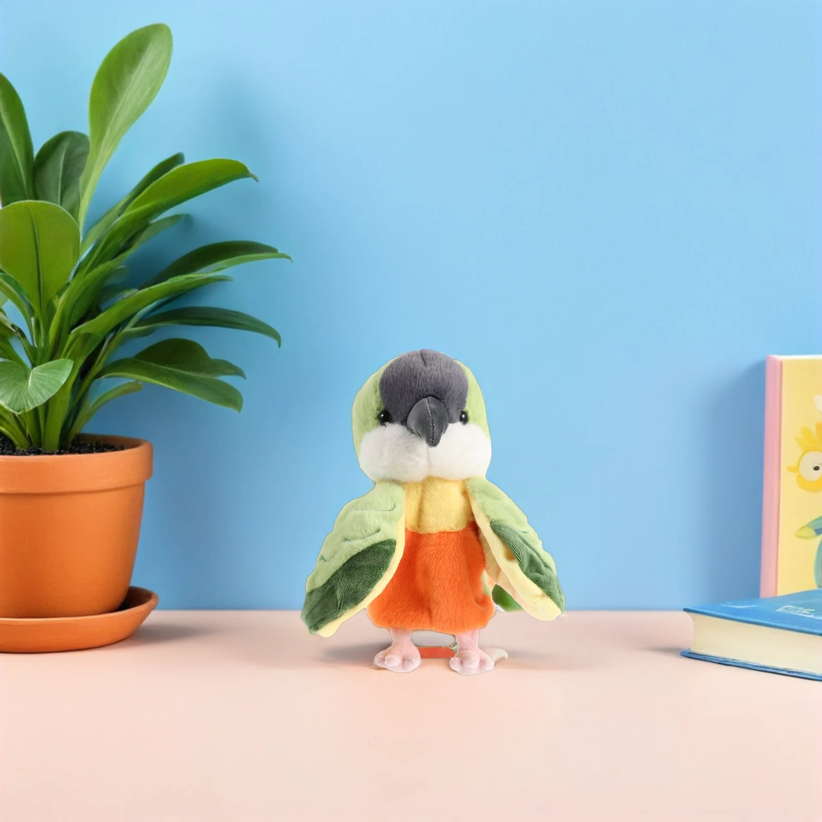 Colorful Parrot Hand Puppet Soft Fabric Bird Puppet for Role Play and Story Telling Ideal for Preschool Education 9 Inches