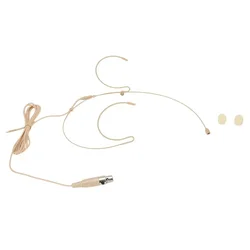 Adjustable Beige Double Earhook Headset Mic Headworn Microphone 3Pin For 4Pin XLR For Shure Wireless Microphone With Cover