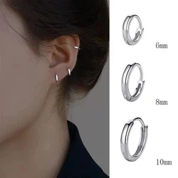 2024 New Simple Gold Color Silve Small Hoop Earrings for Women Korean Style Temperament Ear Piercing Jewelry Pendientes