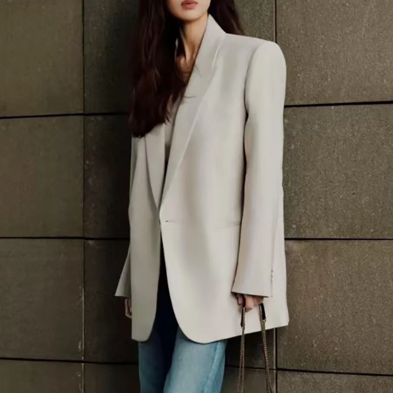 

Women's Worsted Wool Blazer, Fashion Casual Versatile Loose Jacket Top, High Quality, 2025, Spring, New, y2k