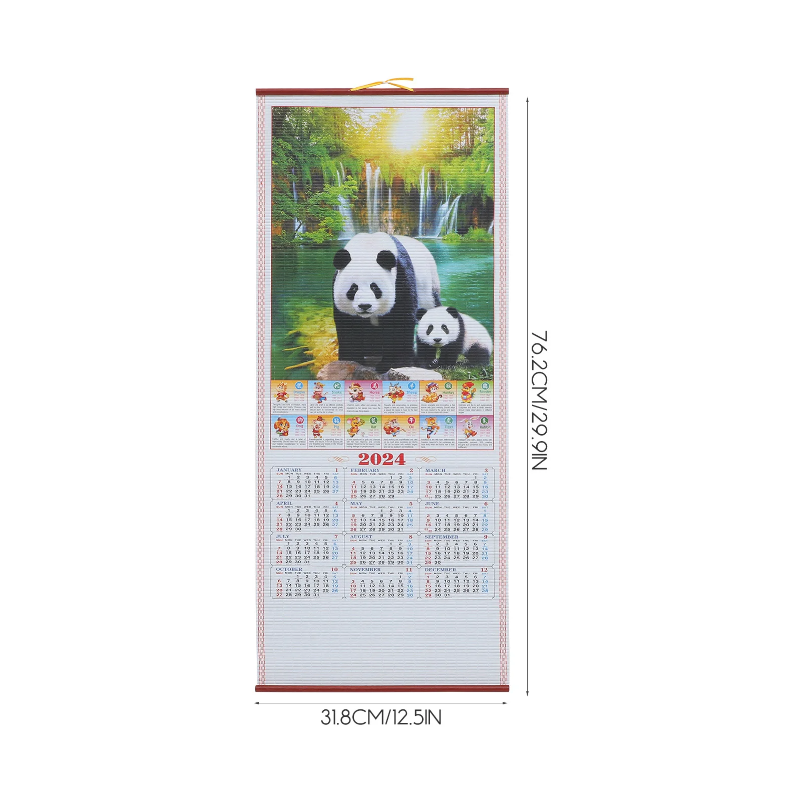 

Hanging Calendar 2024 Wall Calendar for Living Room Bedroom Premium Paper Material Chinese New Year Dragon Year Auspicious