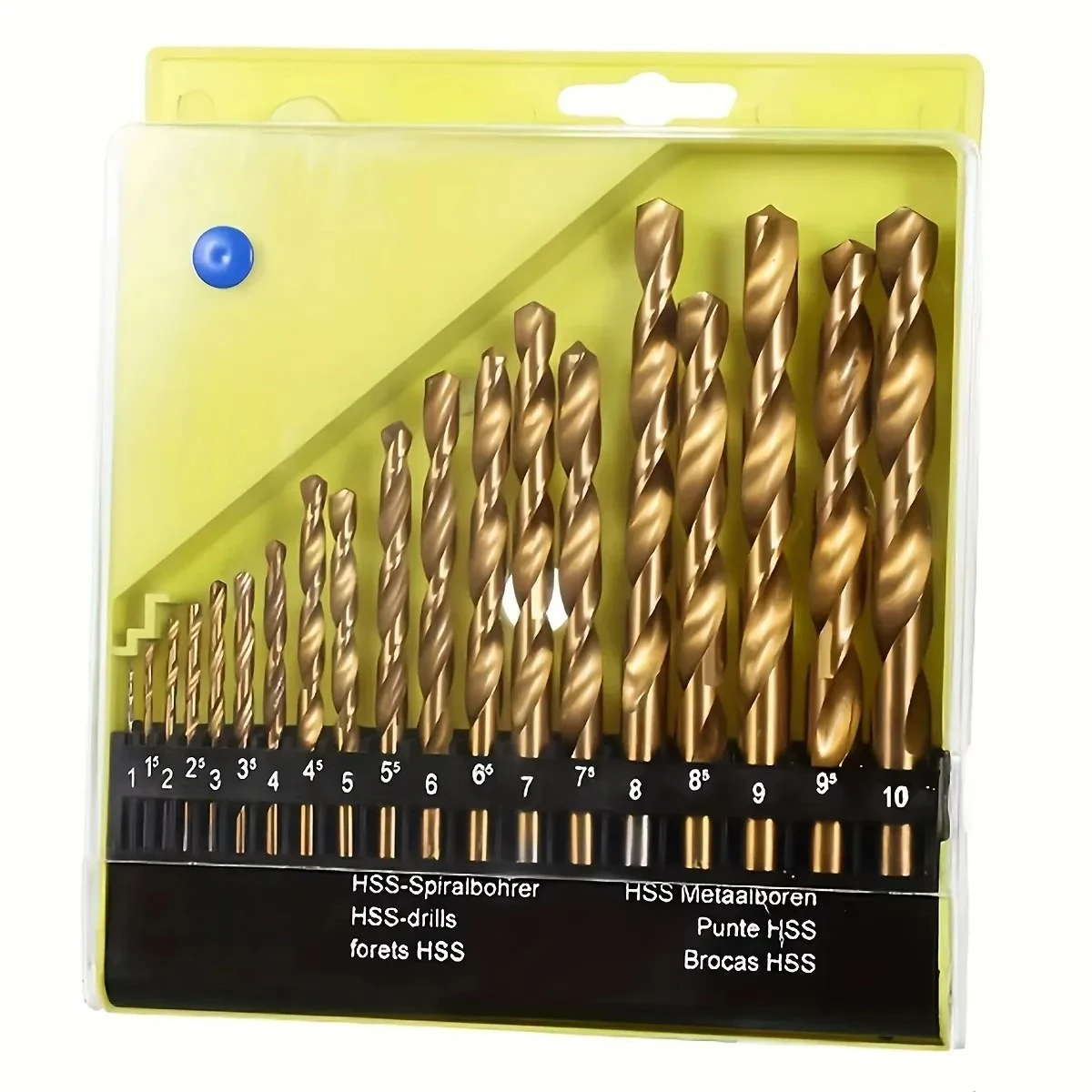 ステンレス鋼、硬質金属に適した19個入りm35コバルト丸型ストレートハンドルメトリックドリルビットセット（1mm〜10mm）