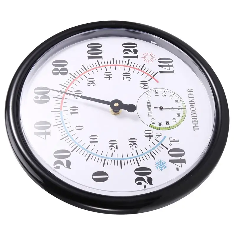 ABGH-مقياس الرطوبة التناظري الكبير 10 بوصة،-40 °   F إلى 140 °   F، مقياس حرارة داخلي وخارجي، قرص دائري سهل القراءة
