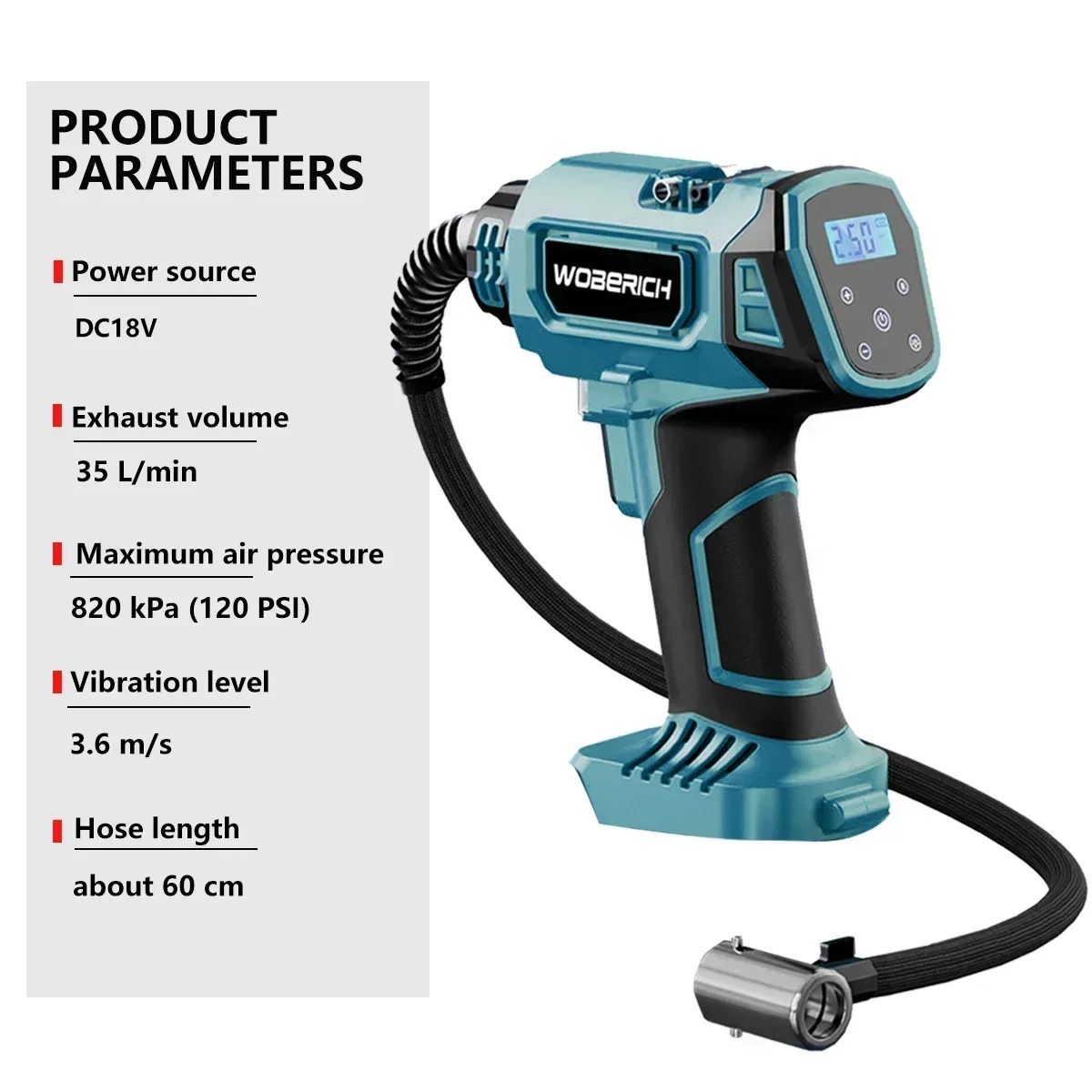 Luchtcompressor draagbare luchtpomp voor autoband / motorfiets / fiets / draadloze elektrische buitenpomp / voor Makita 18V batterij