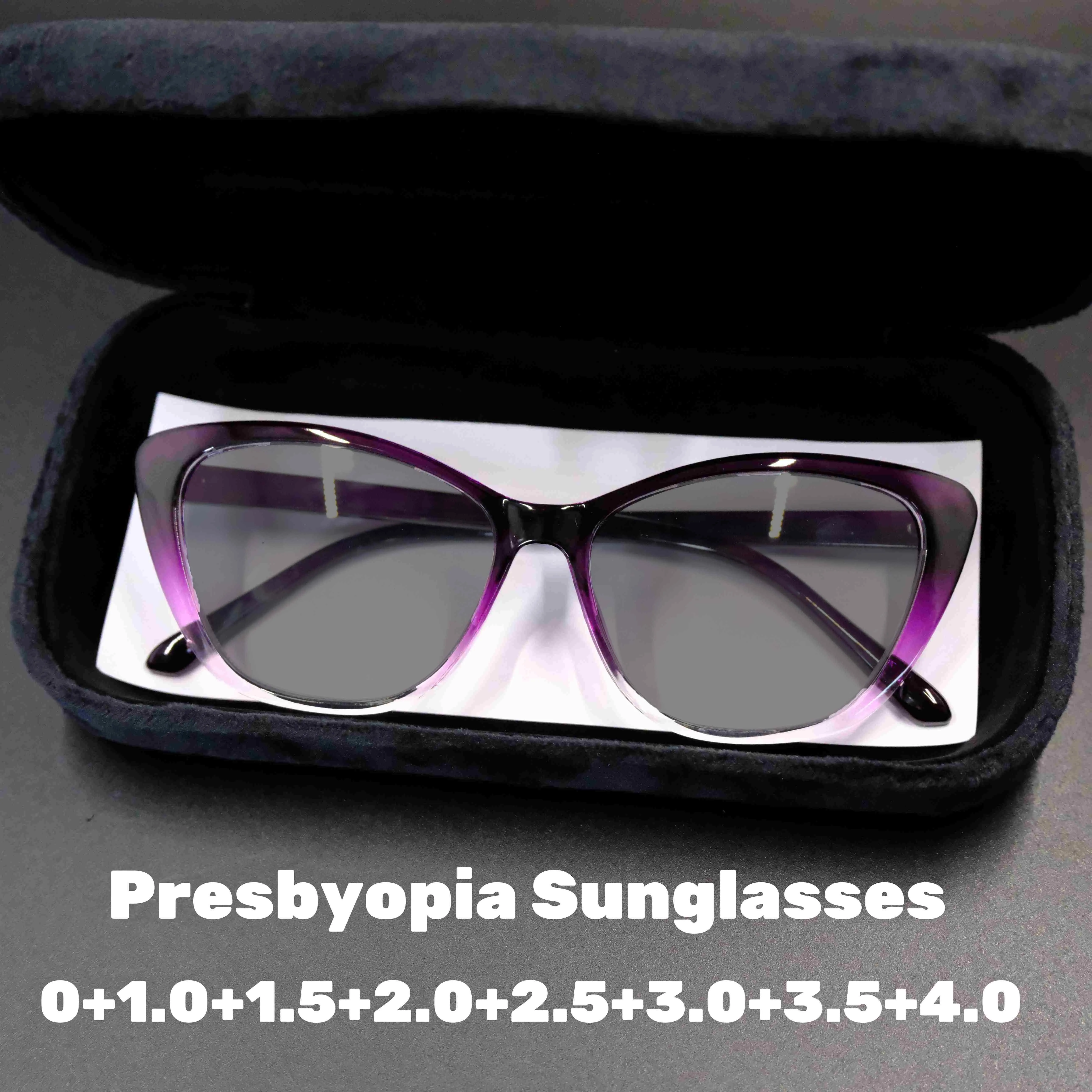 

Ladies Fashion Far Sight Sunglasses new Luxury Brand cat eye reading sun glasses for women UV Resistant Glasses Diopter To +4.0