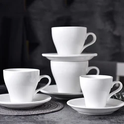 Concentrated Coffee Cups Pure White Ceramic Coffee Cups and Saucers European Luxury Ceramic Cups Home Afternoon Tea Latte Mug