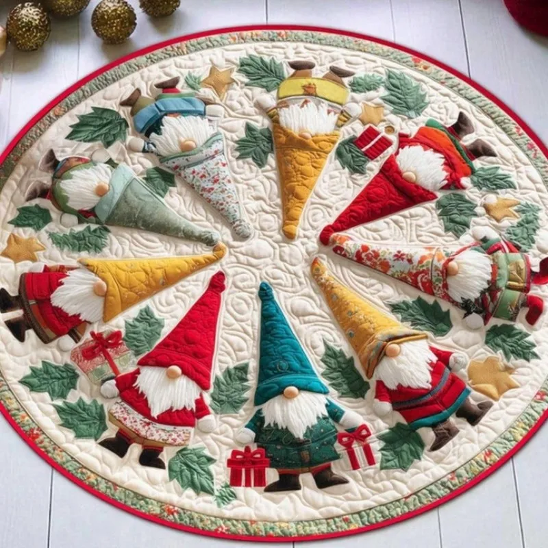 VIKAMA Christmas Candle Wreath Round Round Rug Soft Warm Non Slip Living Room Non Slip Backing Eco Friendly Mat Home Decor