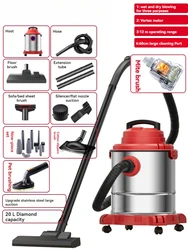 상단 손잡이가 달린 습식 및 건식 진공 스테인리스 스틸 탱크, 3 in 1 상점 진공 청소기, 집 차고 자동차 워크샵 애완 동물 털 송풍기 포함