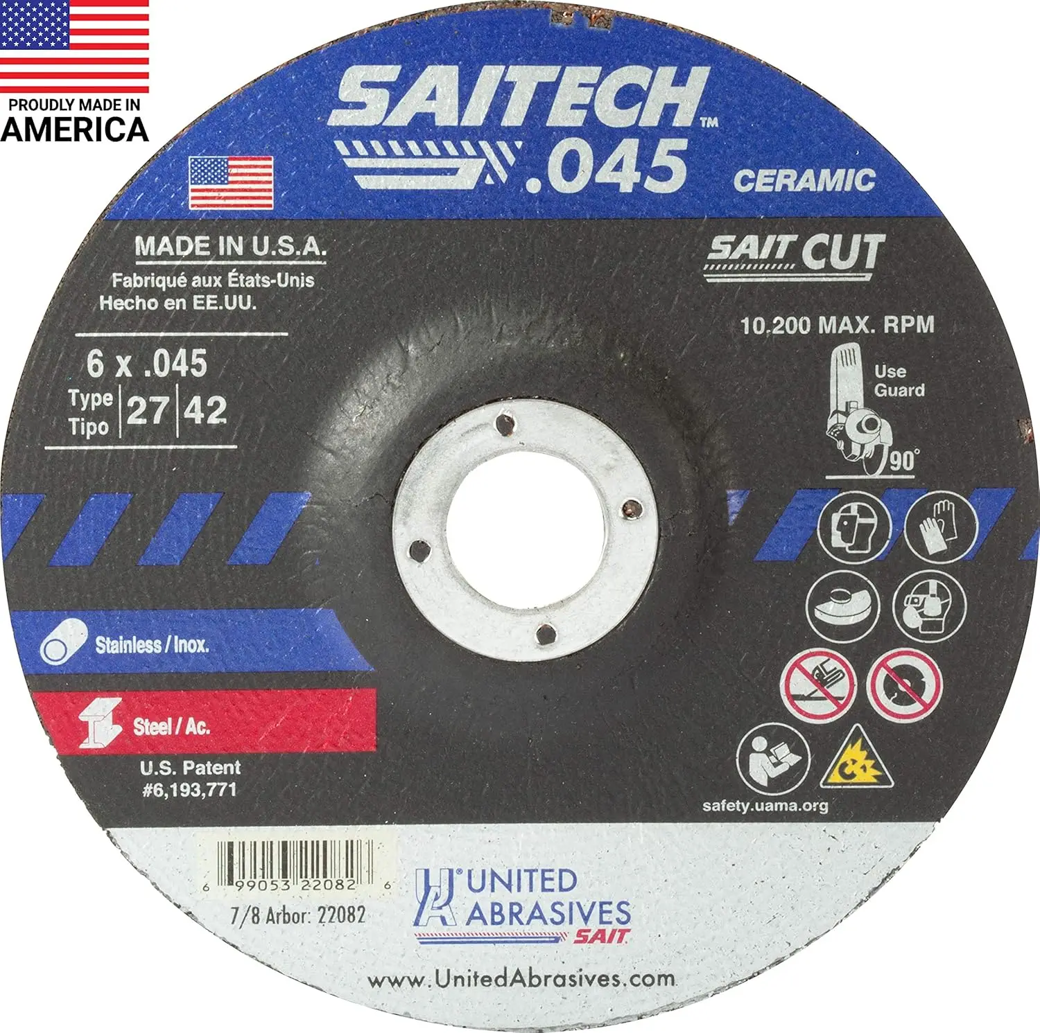 Abrasives-SAIT 22082 Saitech™ High Performance Cut-Off Wheels (Type 27/Type 42 Depressed Center) 6