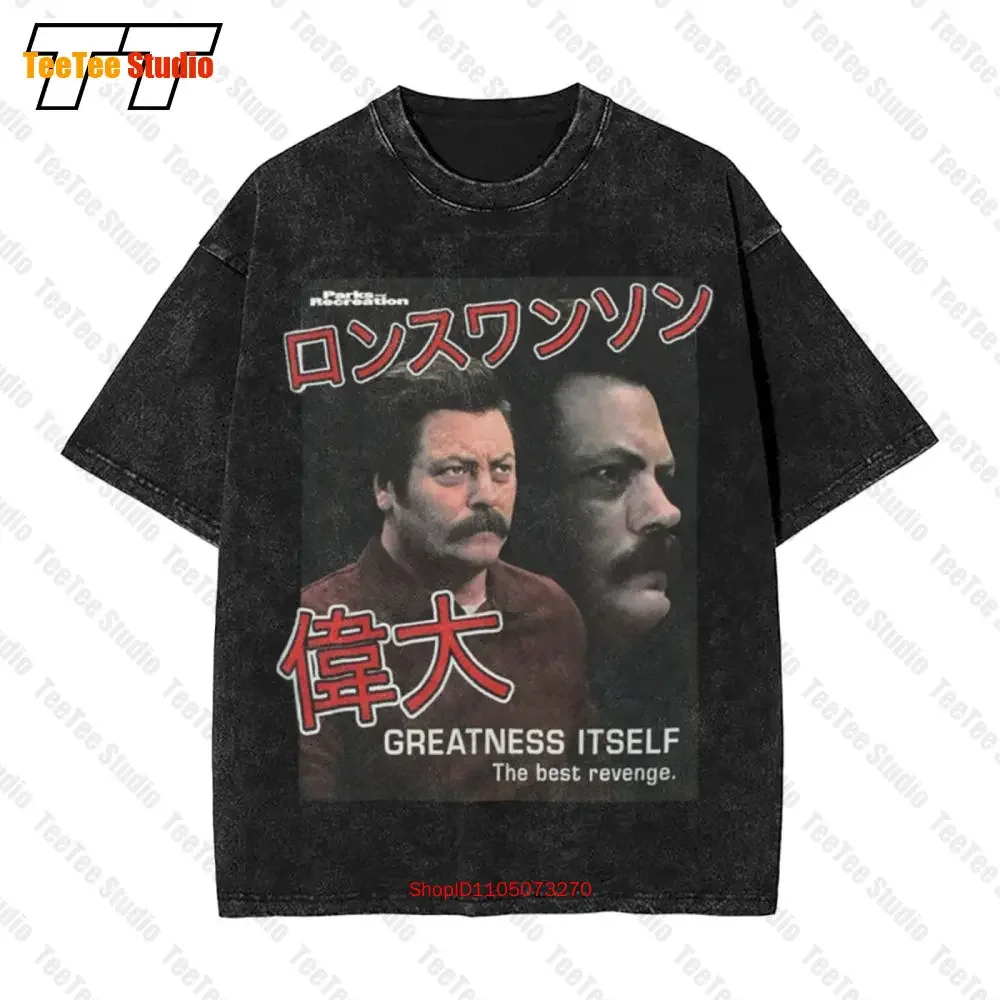 Parks And Recreation 2009 Ron Swanson Kanji Japanese Vintage Oversized T-Shirt EETJ