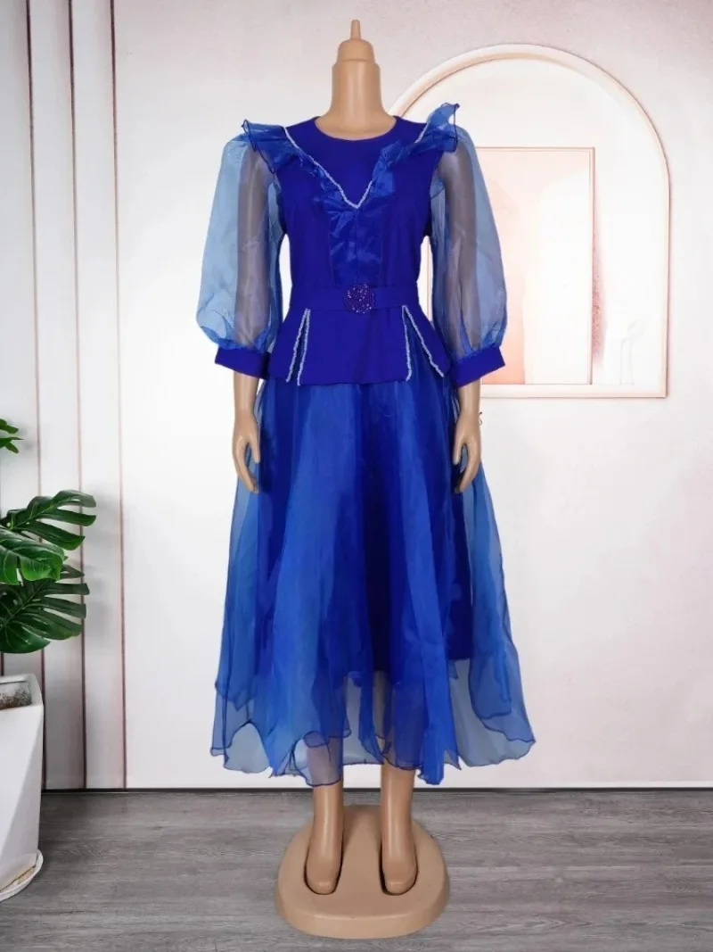 

African Clothes Elegant Fashion Dresses Turkey Party Dress Daily Ankara Dress Summer Gauzy Boubou Skirt