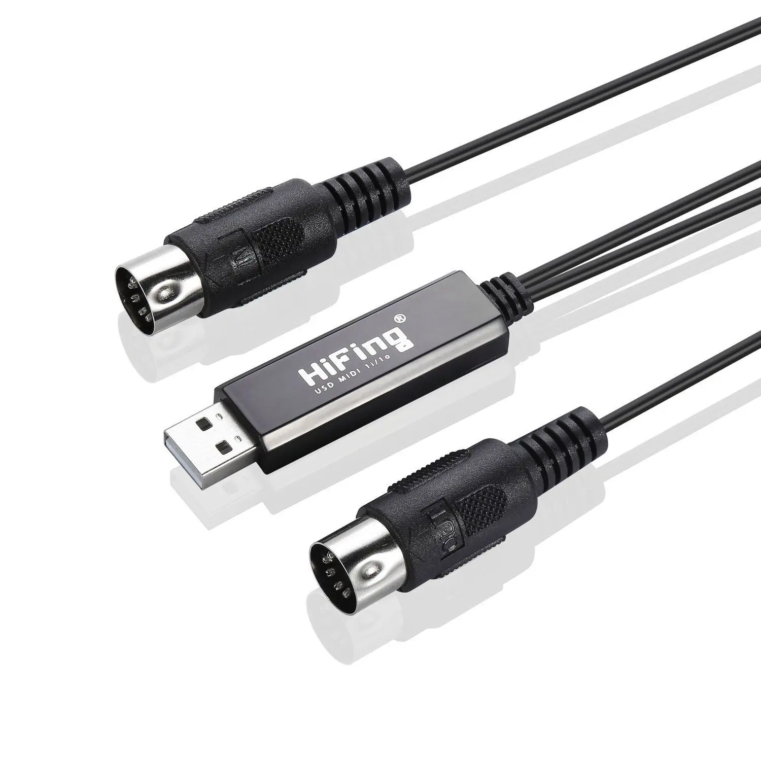 Convertidor/adaptador de interfaz MIDI USB IN-OUT HiFing con cable MIDI DIN de 5 pines para PC/portátil/Mac