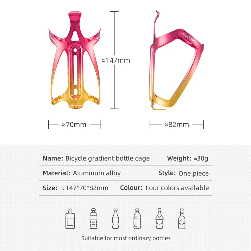 ROCKBROS Bicycle Bottle Cage Gradient Cycling Water Bottle Holder Aluminium Alloy MTB Road Bike Bottle Bracket Kettle Mount