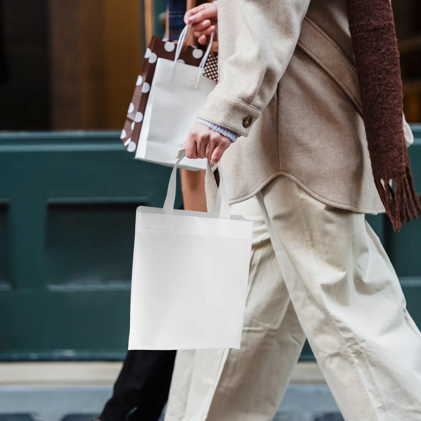 

30pcs Non-Woven Shopping Multipurpose Cloth Grocery Tote Bags Foldable Reusable Carry With Handles Large Capacity Storage Travel