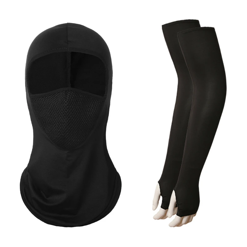 Masque de cyclisme en maille respirante, ensemble de manchons de pouce, équipement de sauna extérieur, gants de protection solaire, manchon de bras, crème solaire au lait, mode