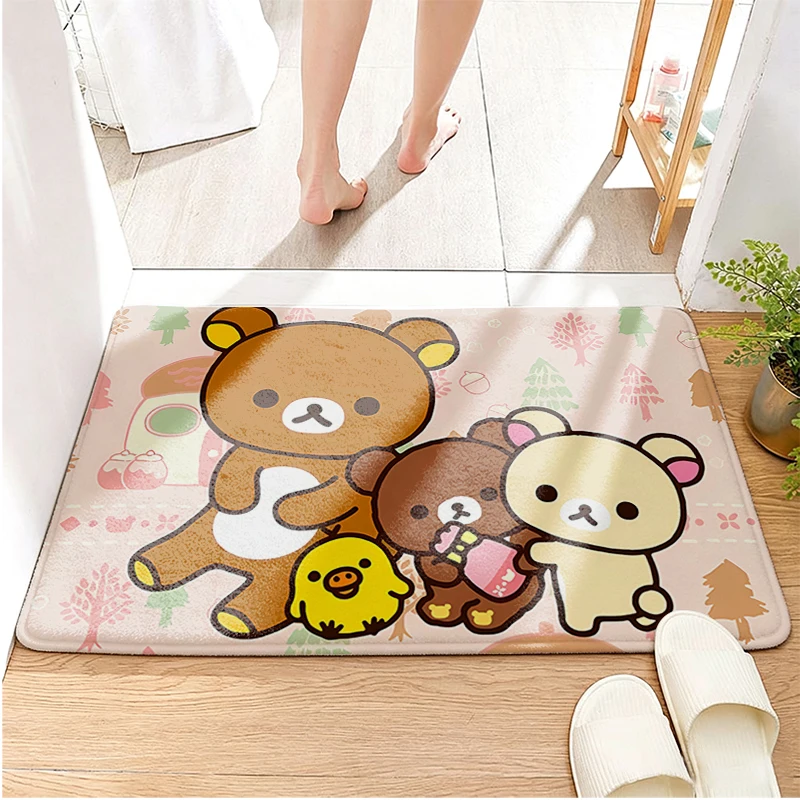 1Pc Rilakkuma Cute Cartoon Welcome Mat Entrance Doormat Balcony Bathroom Floor Mats Non-slip Rug Bedroom Carpet Home Decor