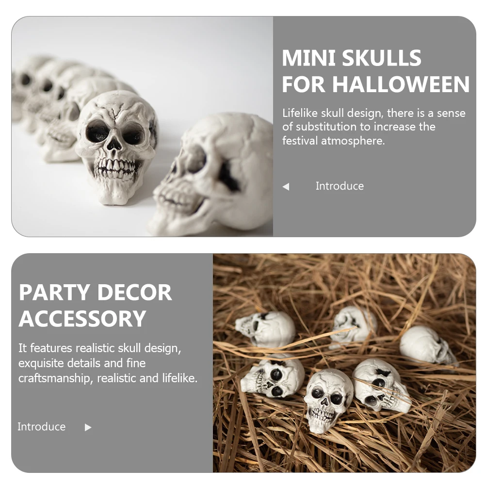 

Skull Props Scary Halloween Decor Horror Decorations Ornament Small Plastic Skulls Indoor