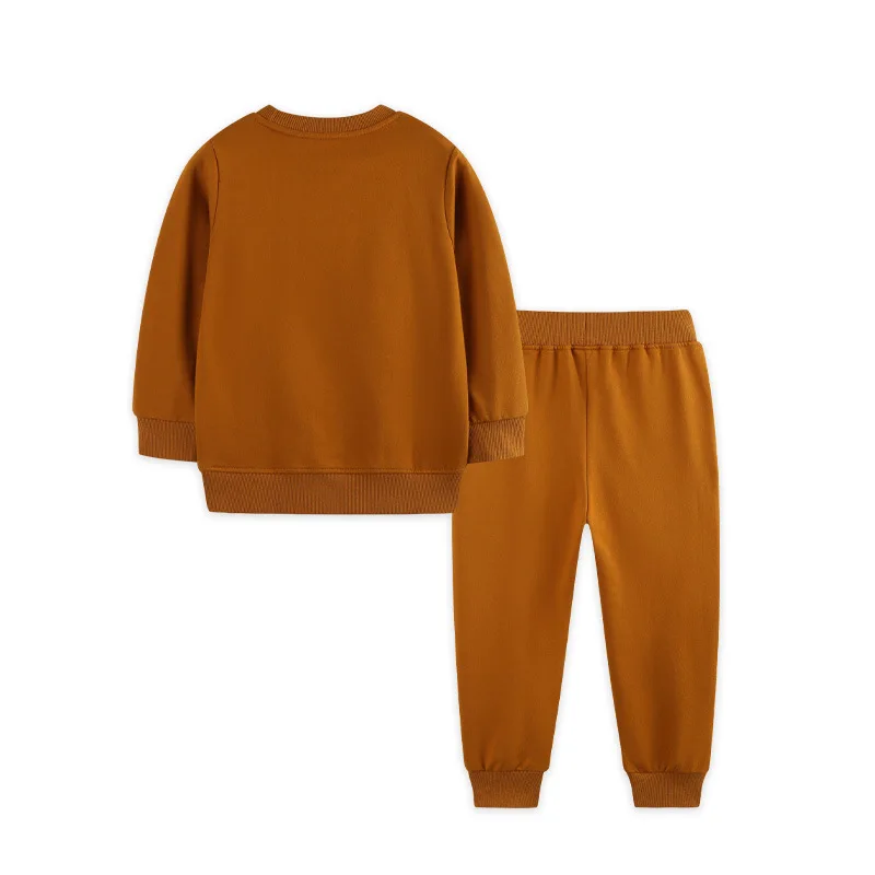 2-7T Toddler Boys 2Pcs Clothes Set Outfit Dinosaur Embroidery Sweatshirt Lion Tiger Cartoon Jogger Pants Kids Casual Tracksuit 4