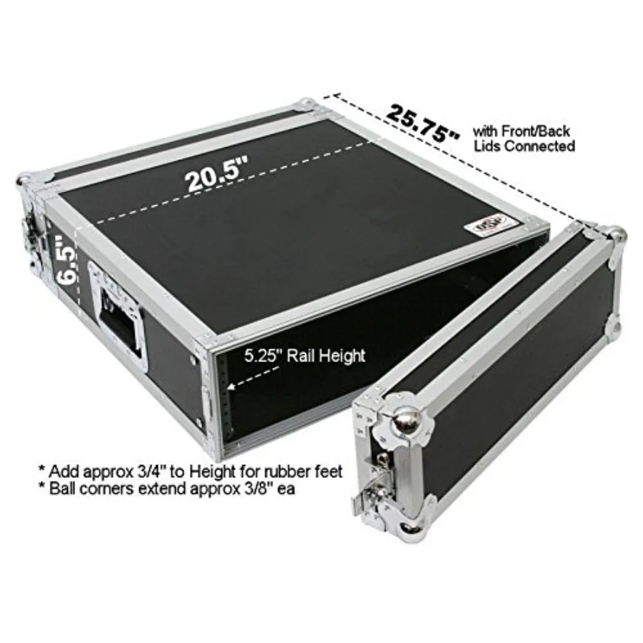 3-Space Amp Rack ATA Road Case 20 خارجي ألومنيوم متين أسود عميق مع داخلي ممتص للصدمات للنقل الآمن و Du