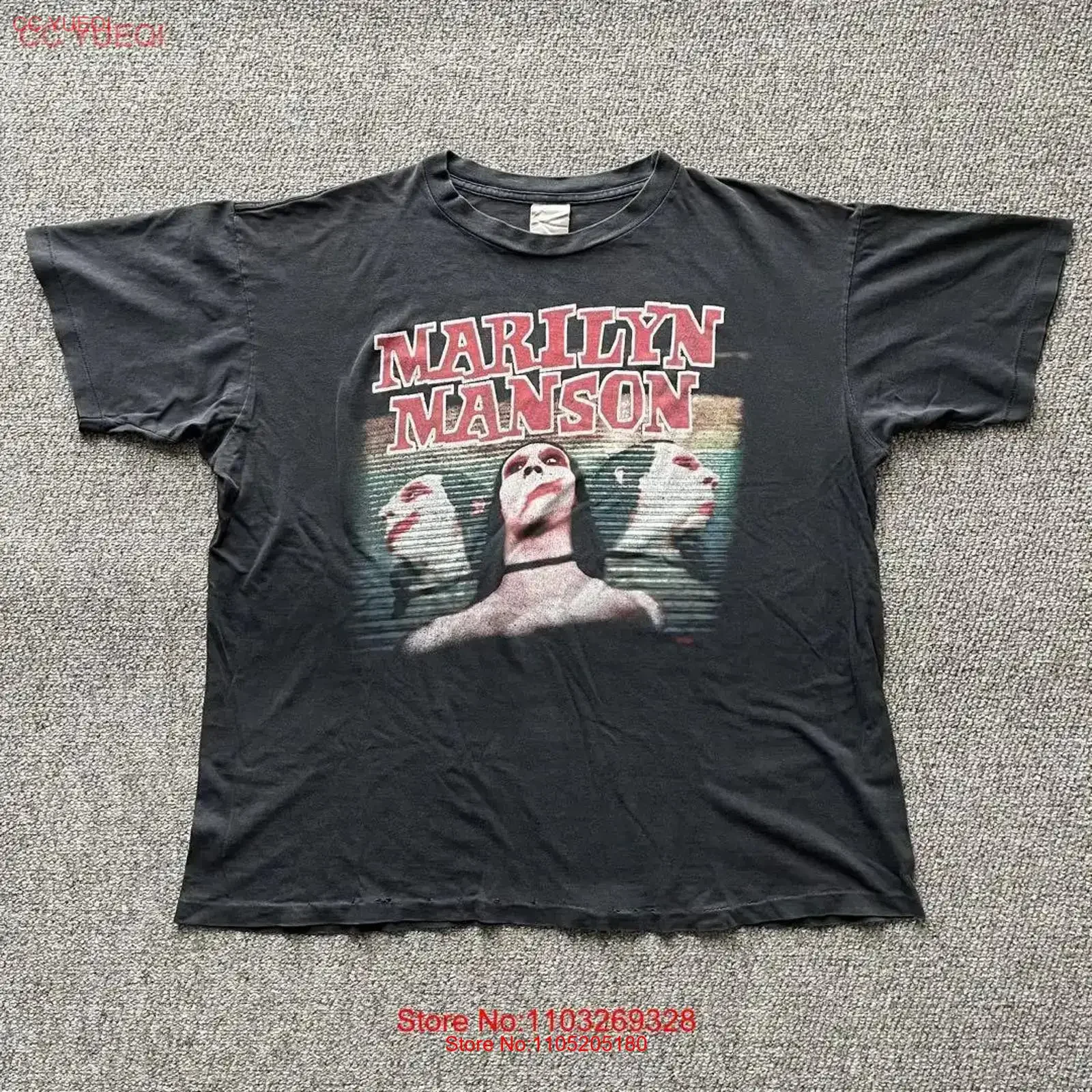 90s MARILYN MANSON vintage T shirt vintage Washed streetwear Stretched Versatile designer clothes Breathable Casual Soft