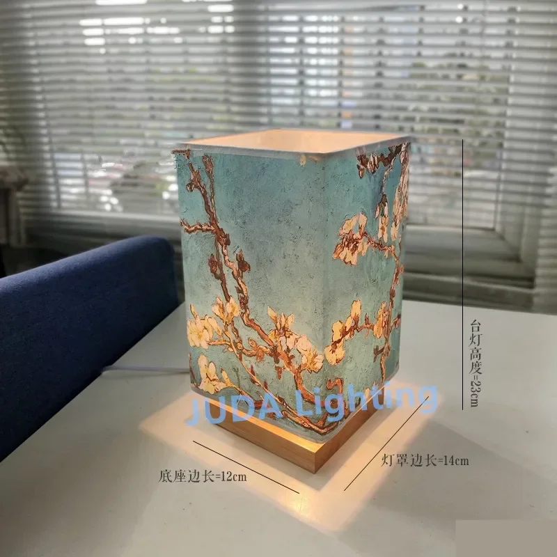 E27 base Wood Table Lamps Japanese Style Wooden desk Lamp Bedside Lamp with Shade Book lights for Bedroom Living Room