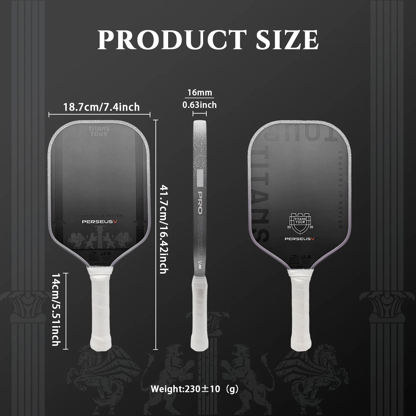 Limited Edition Longla Titan Pro V Pickleball Paddle |T700 Raw Carbon Fiber |PPHoneycomb Core for Precision Control |Tournam-Gra